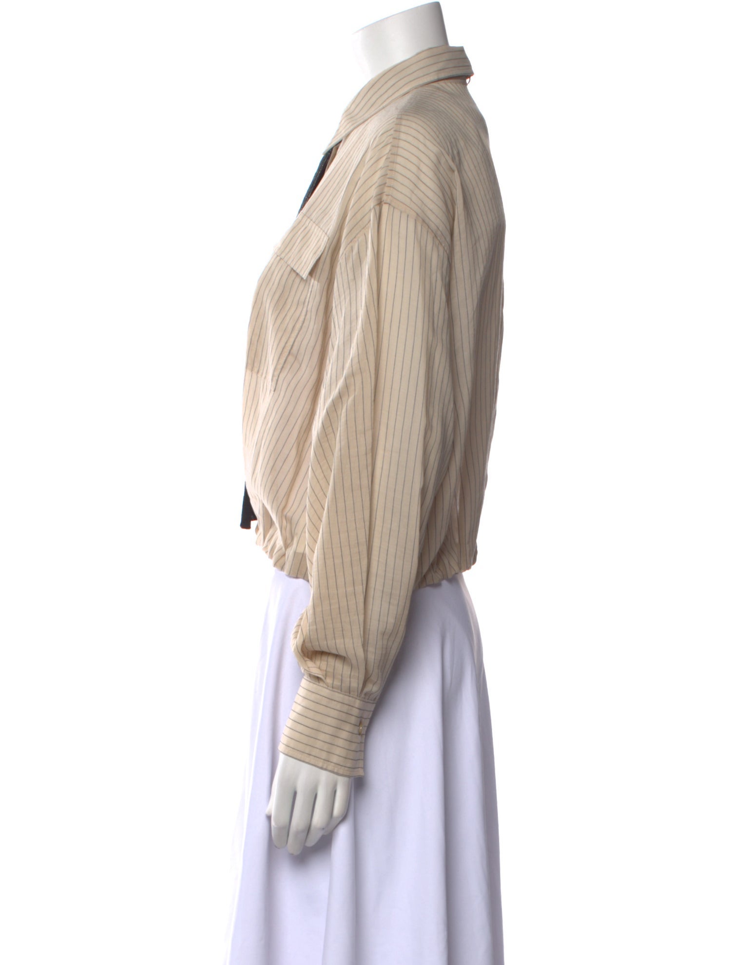 Brunello Cucinelli Striped Long Sleeve Crop Top